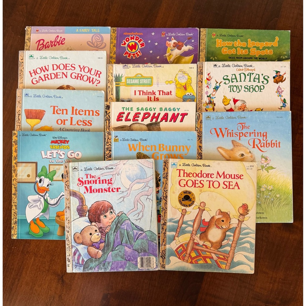 Vintage Little Golden Books Lot of 13 Retro 1980s-2000s First Editions Disney